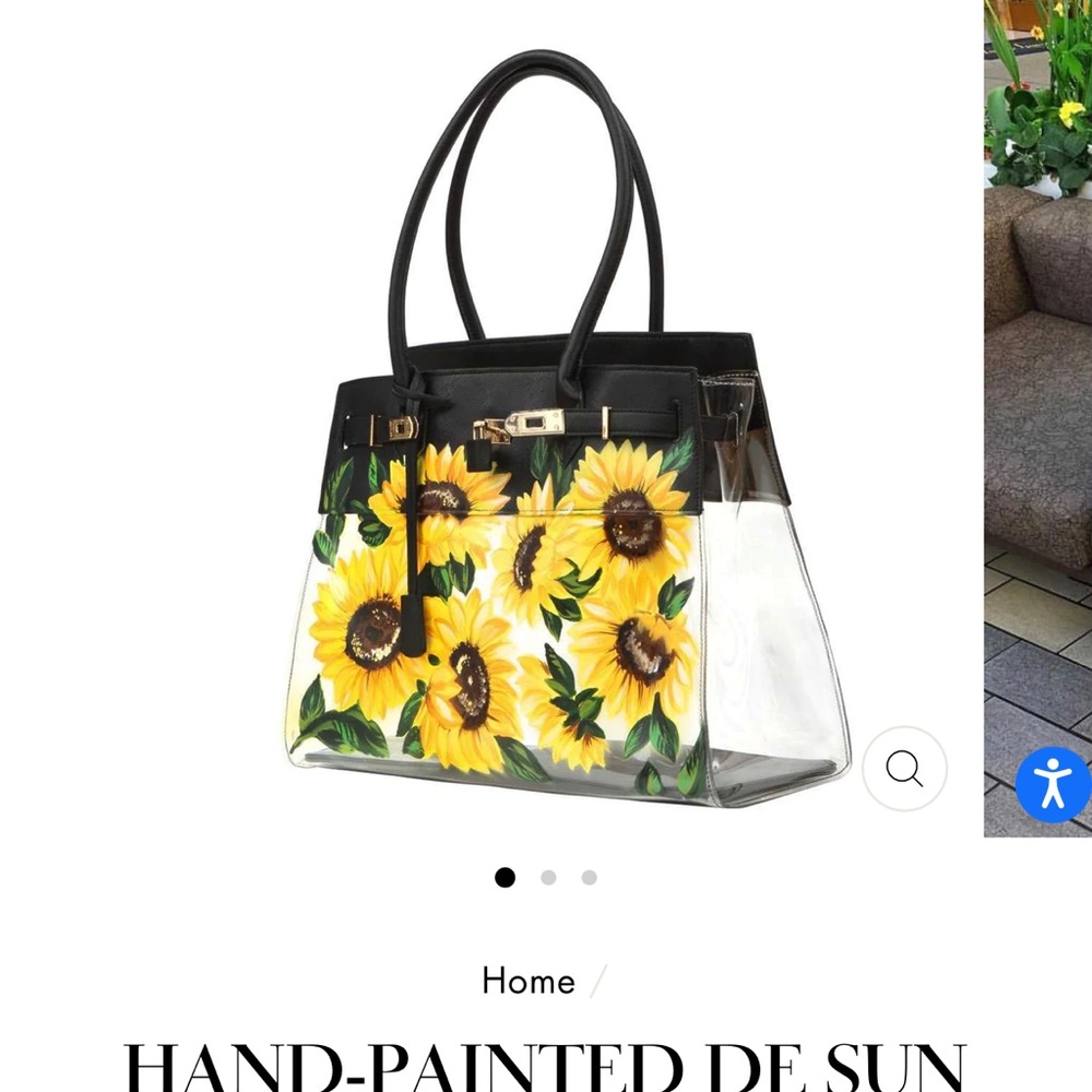 DE-VESI DEVESI HAND-PAINTED SUN FLOWER SUNFLOWER PURSE TOTE 🌻